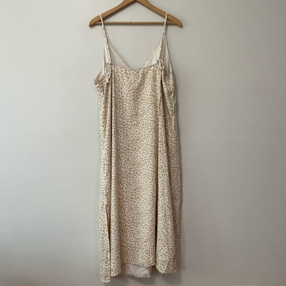 New Gap Linen Blend Cami Midi Dress Beige Leopard Print Size 18 bin 1B - Picture 4 of 6